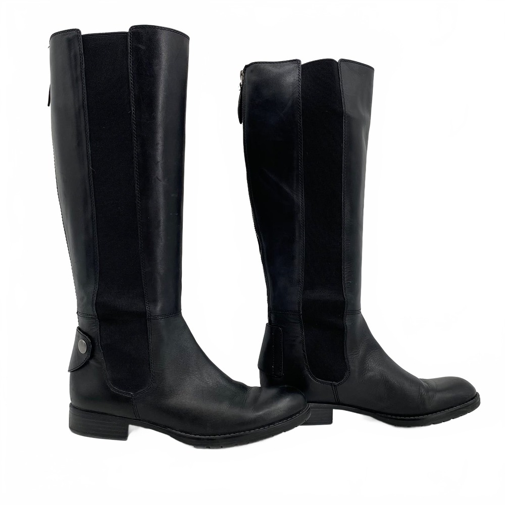 Franco Sarto Black Tahini Leather Knee-High Boots | Women’s 7.5 Regular